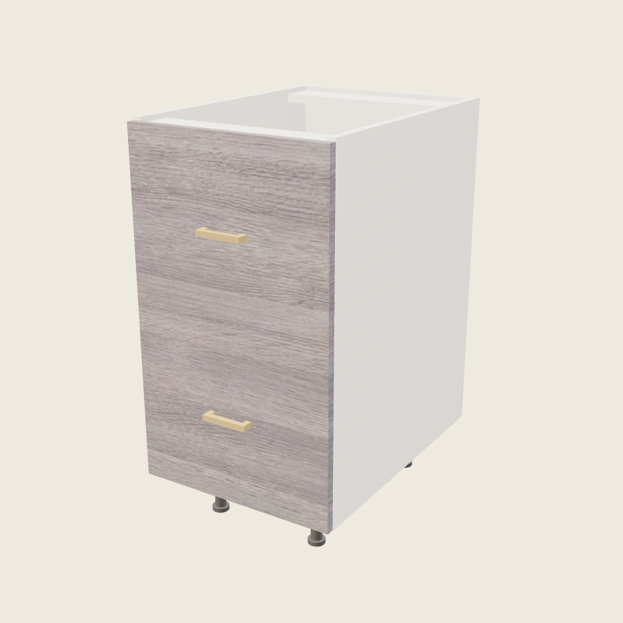 Torino Gray Wood Two Drawer Base - 2DB18 — 2020 catalog rendering; finish and installed options are illustrative