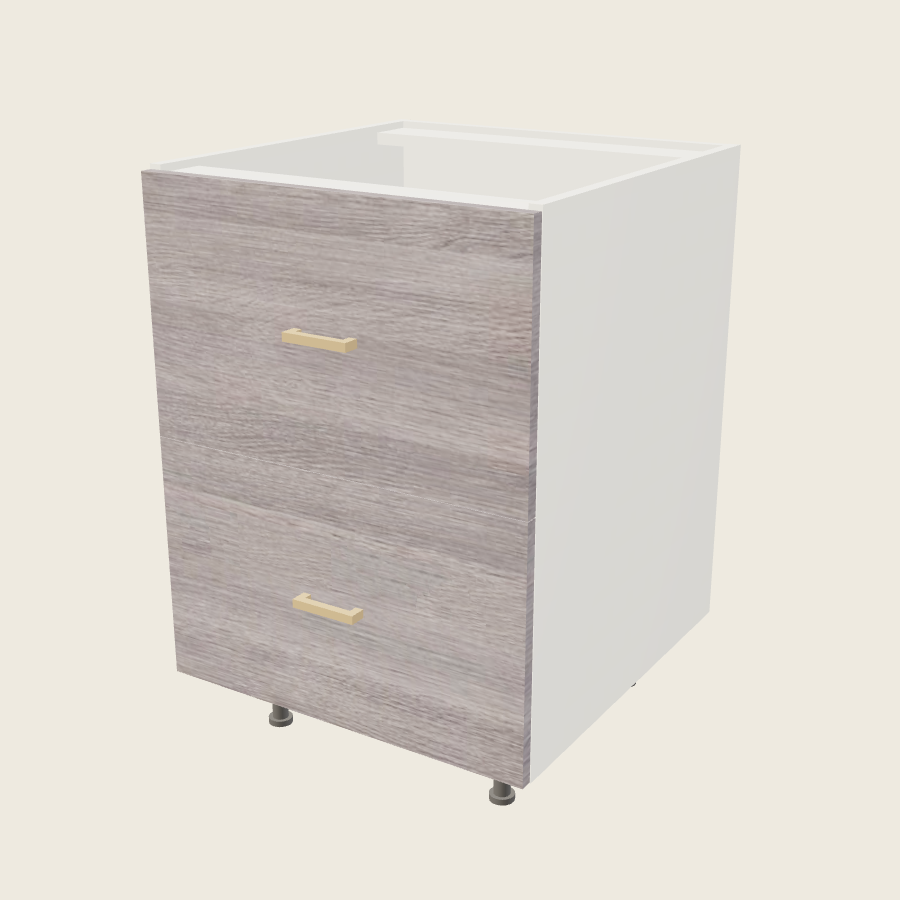 Torino Gray Wood Two Drawer Base - 2DB24 — 2020 catalog rendering; finish and installed options are illustrative