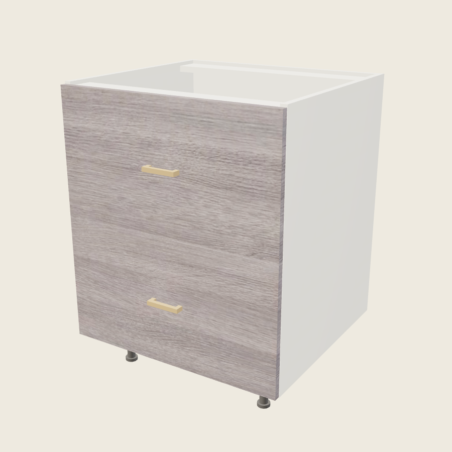 Torino Gray Wood Two Drawer Base - 2DB27 — 2020 catalog rendering; finish and installed options are illustrative