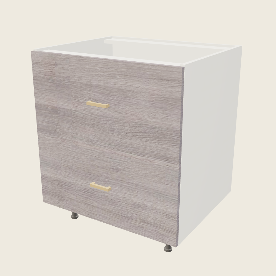 Torino Gray Wood Two Drawer Base - 2DB30 — 2020 catalog rendering; finish and installed options are illustrative