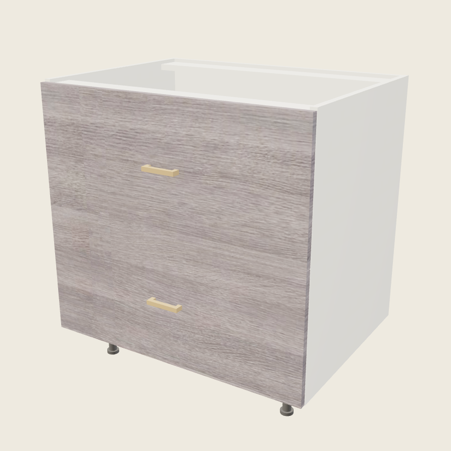 Torino Gray Wood Two Drawer Base - 2DB33 — 2020 catalog rendering; finish and installed options are illustrative