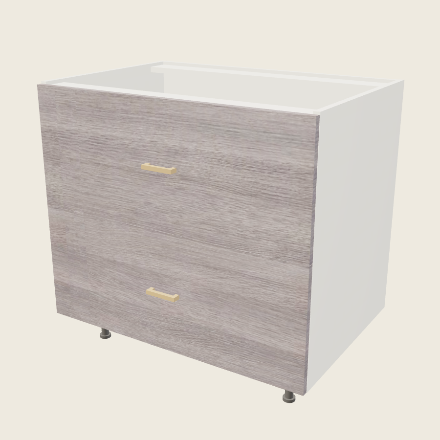 Torino Gray Wood Two Drawer Base - 2DB36 — 2020 catalog rendering; finish and installed options are illustrative