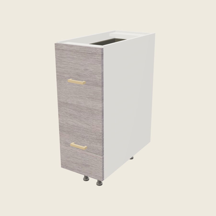 Torino Gray Wood Two Drawer Bases with One Inner Drawer - 2DBID12 — 2020 catalog rendering; finish and installed options are illustrative