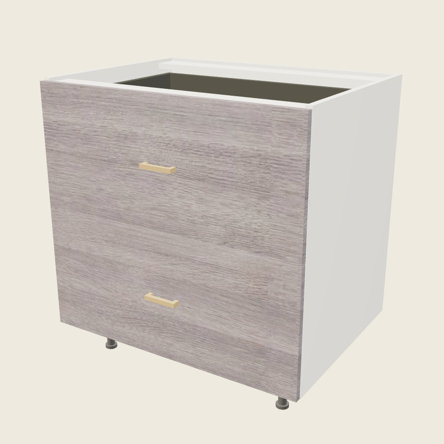 Torino Gray Wood Two Drawer Bases with One Inner Drawer - 2DBID33 — 2020 catalog rendering; finish and installed options are illustrative