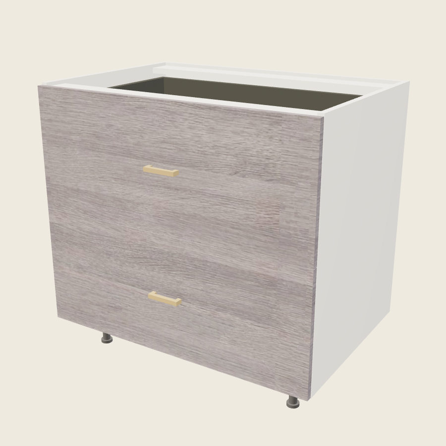 Torino Gray Wood Two Drawer Bases with One Inner Drawer - 2DBID36 — 2020 catalog rendering; finish and installed options are illustrative