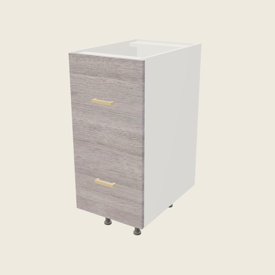 Torino Gray Wood Two Drawer Vanity Base - 2VDB15 — 2020 catalog rendering; finish and installed options are illustrative