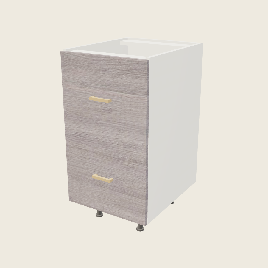 Torino Gray Wood Two Drawer Vanity Base - 2VDB18 — 2020 catalog rendering; finish and installed options are illustrative