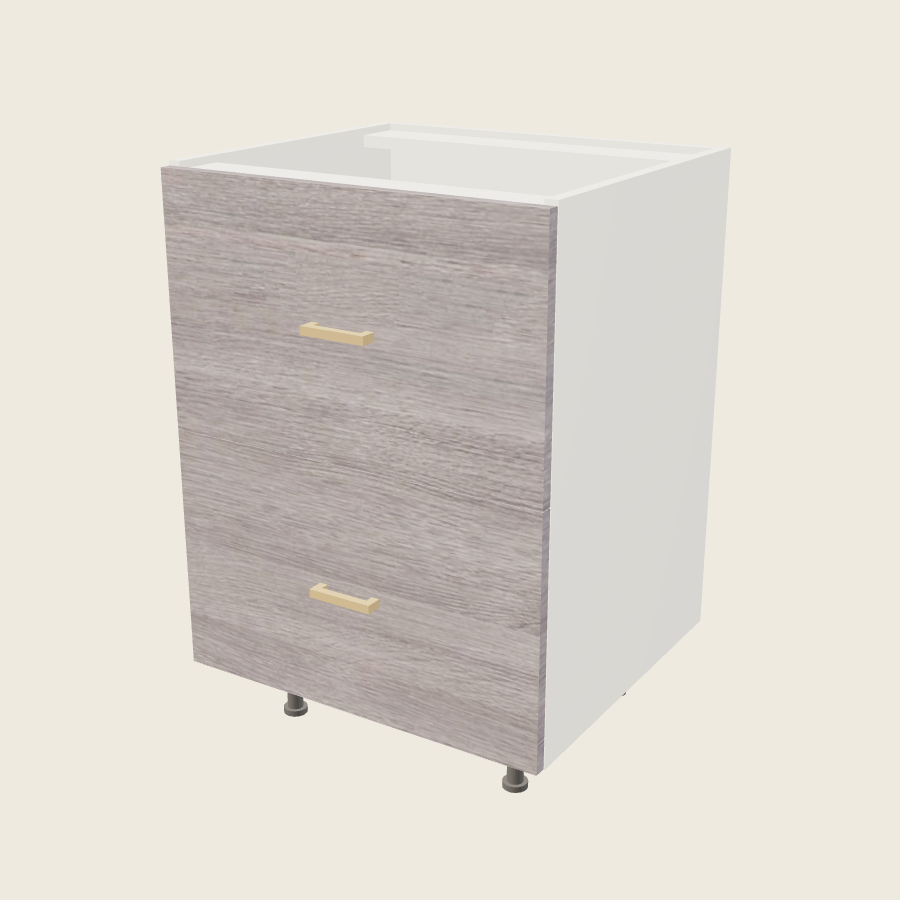 Torino Gray Wood Two Drawer Vanity Base - 2VDB24 — 2020 catalog rendering; finish and installed options are illustrative
