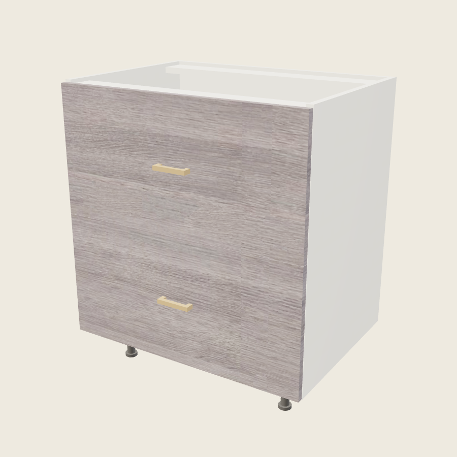 Torino Gray Wood Two Drawer Vanity Base - 2VDB30 — 2020 catalog rendering; finish and installed options are illustrative