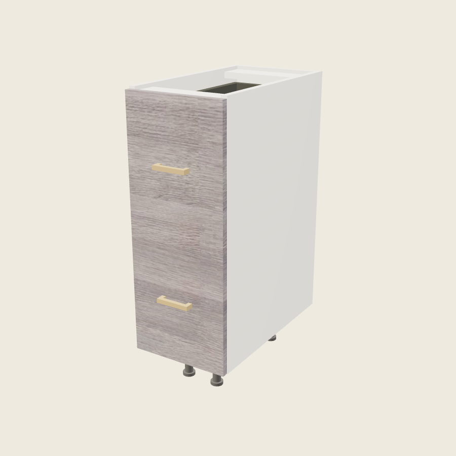 Torino Gray Wood Two Drawer with One Inner Drawer Vanity Base - 2VDBID12 — 2020 catalog rendering; finish and installed options are illustrative