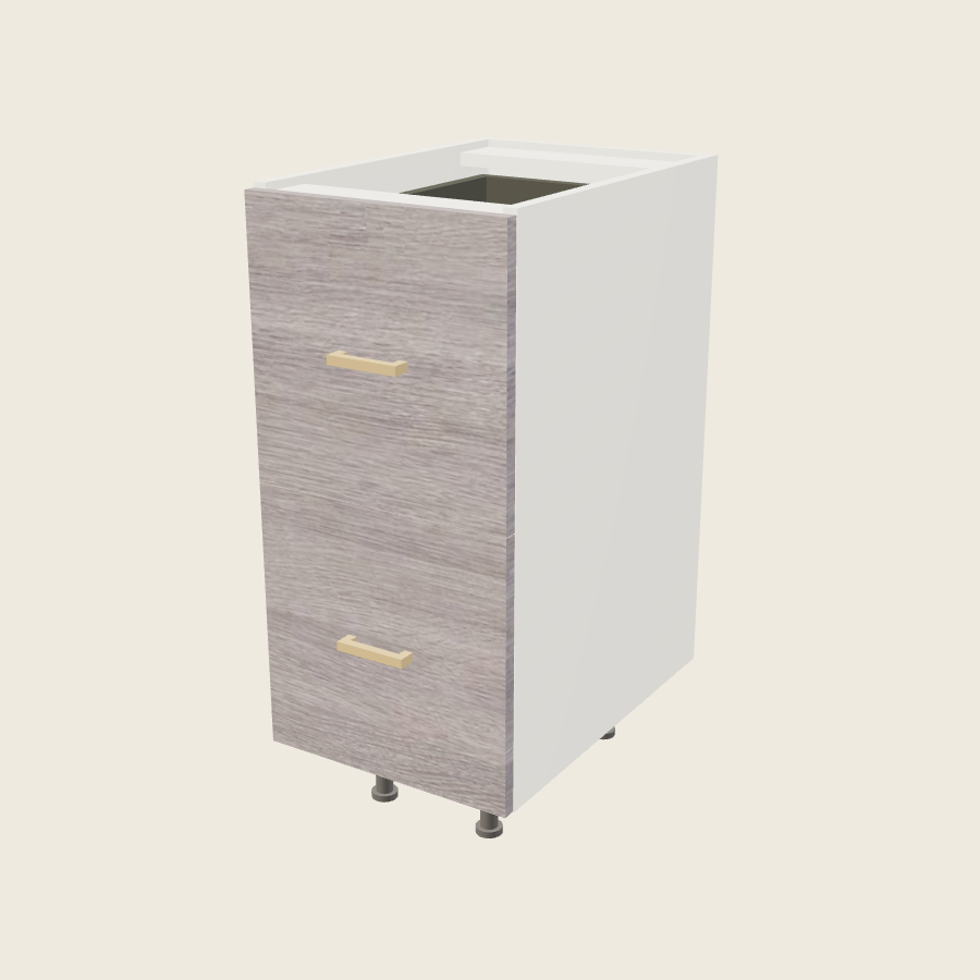 Torino Gray Wood Two Drawer with One Inner Drawer Vanity Base - 2VDBID15 — 2020 catalog rendering; finish and installed options are illustrative