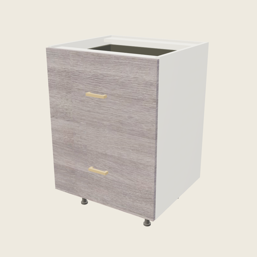 Torino Gray Wood Two Drawer with One Inner Drawer Vanity Base - 2VDBID24 — 2020 catalog rendering; finish and installed options are illustrative