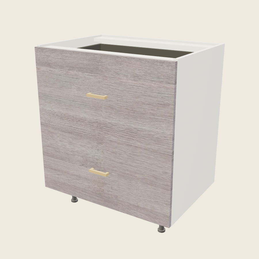 Torino Gray Wood Two Drawer with One Inner Drawer Vanity Base - 2VDBID30 — 2020 catalog rendering; finish and installed options are illustrative