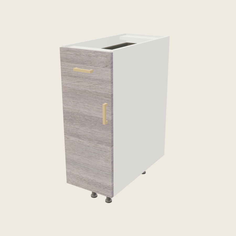 Torino Gray Wood Single Door Single Drawer Base - B12 — 2020 catalog rendering; left-hand arrangement shown; finish and installed options are illustrative