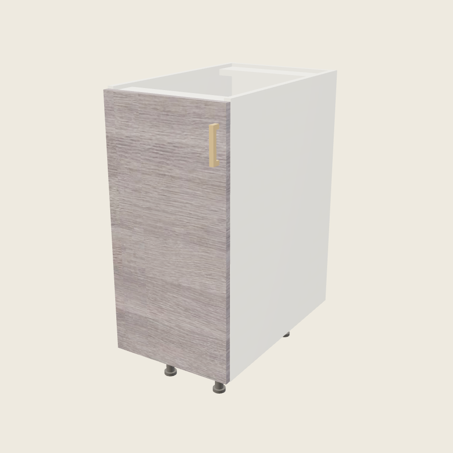 Torino Gray Wood Full Height Single Door Base Cabinet - B15FH — 2020 catalog rendering; left-hand arrangement shown; finish and installed options are illustrative