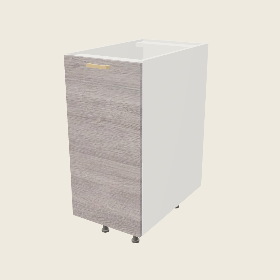 Torino Gray Wood Full Height Door Base with Single Trash Can Pullout - B15FHTCPO — 2020 catalog rendering; finish and installed options are illustrative