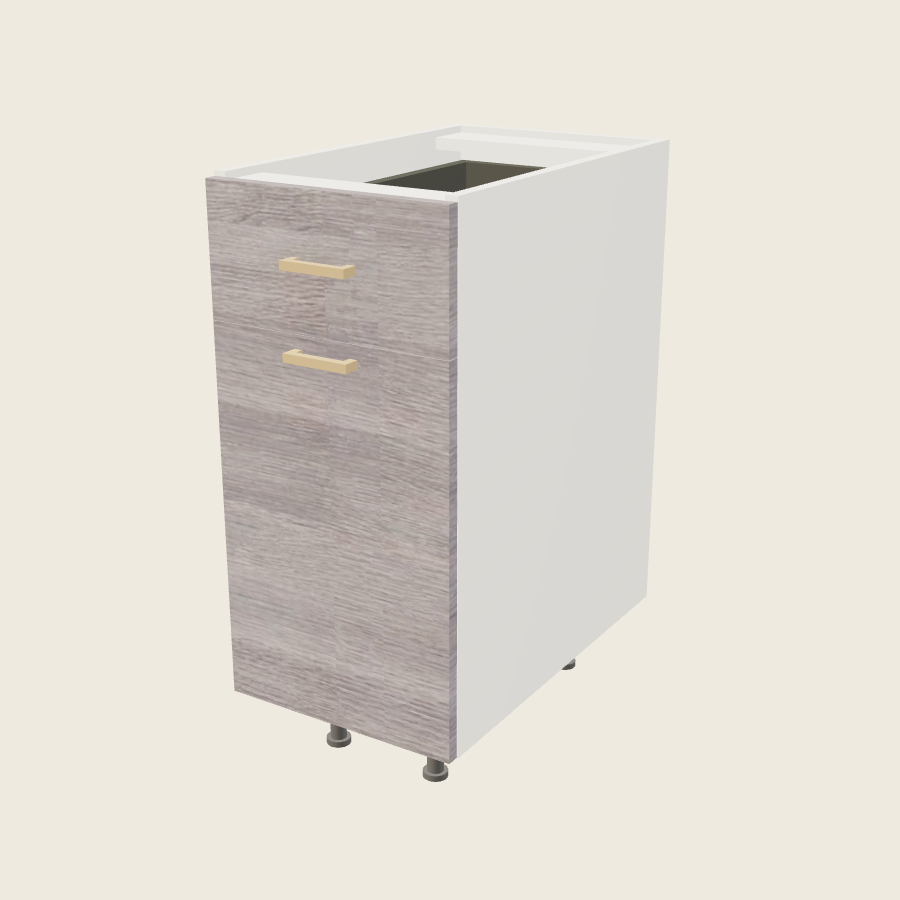 Torino Gray Wood Single Door Single Drawer Base with Single Trash Can Pullout - B15TCPO — 2020 catalog rendering; finish and installed options are illustrative