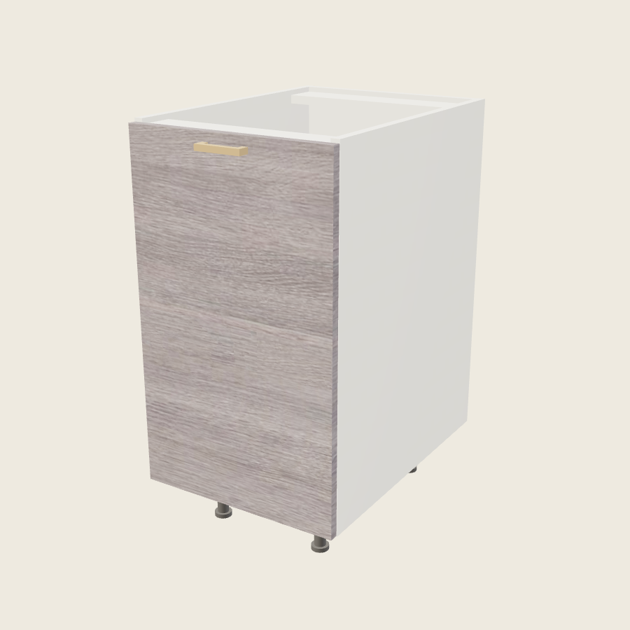 Torino Gray Wood Full Height Door Base with Double Trash Can Pullout - B18FHTCPO — 2020 catalog rendering; finish and installed options are illustrative