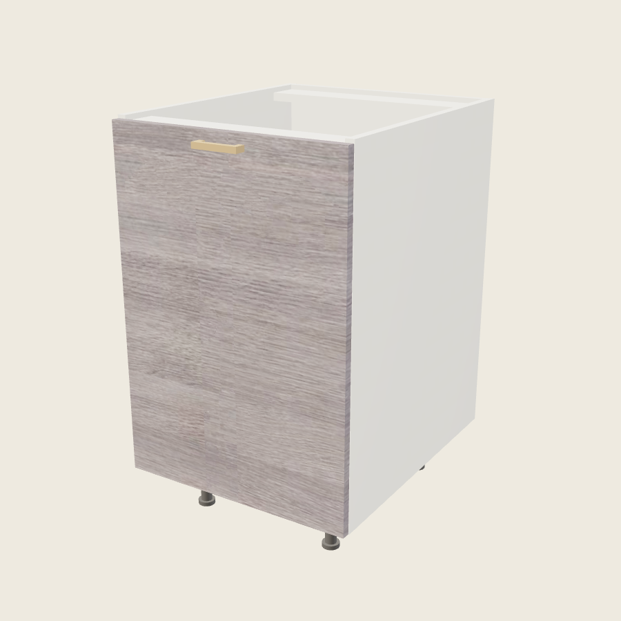 Torino Gray Wood Full Height Door Base with Double Trash Can Pullout - B21FHTCPO — 2020 catalog rendering; finish and installed options are illustrative
