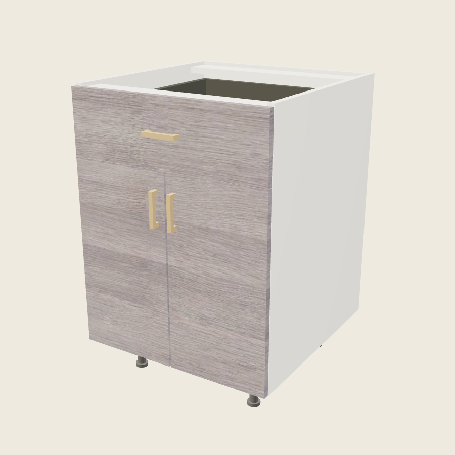 Torino Gray Wood Double Door Single Drawer Base - B24 — 2020 catalog rendering; finish and installed options are illustrative