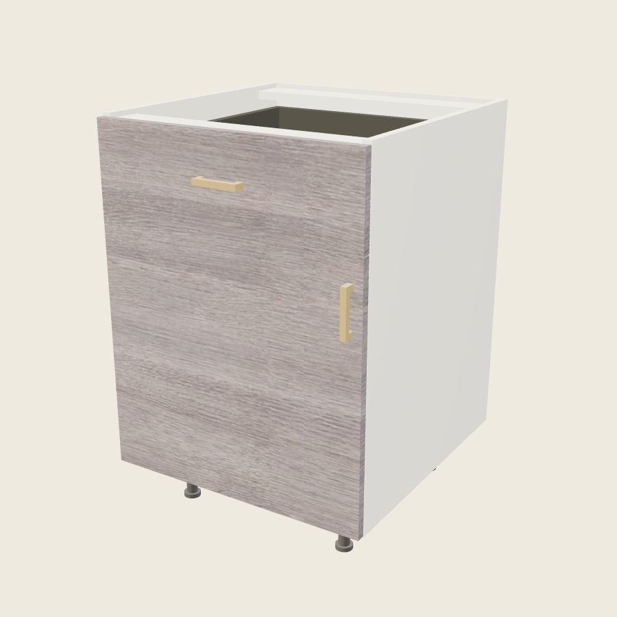 Torino Gray Wood Single Door Single Drawer Base - B24S — 2020 catalog rendering; left-hand arrangement shown; finish and installed options are illustrative