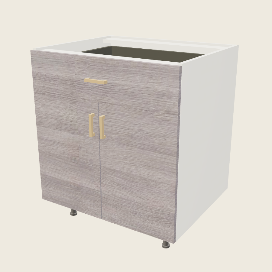 Torino Gray Wood Double Door Single Drawer Base - B30 — 2020 catalog rendering; finish and installed options are illustrative