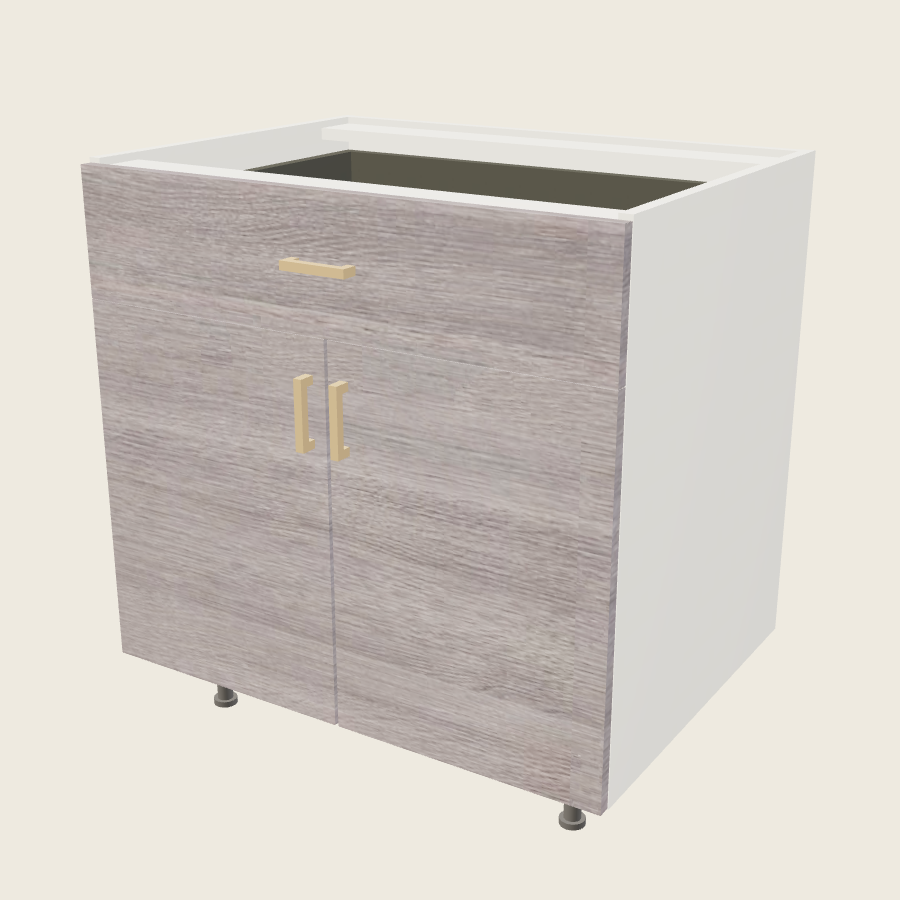 Torino Gray Wood Double Door Single Drawer Base - B33 — 2020 catalog rendering; finish and installed options are illustrative
