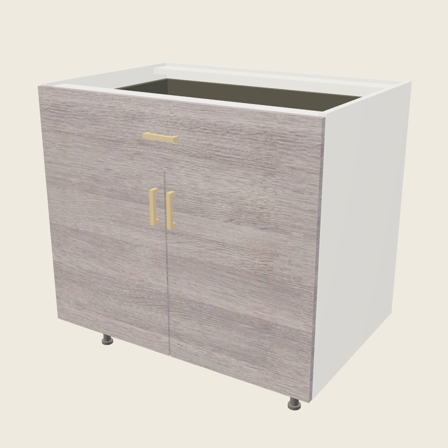 Torino Gray Wood Double Door Single Drawer Base - B36 — 2020 catalog rendering; finish and installed options are illustrative