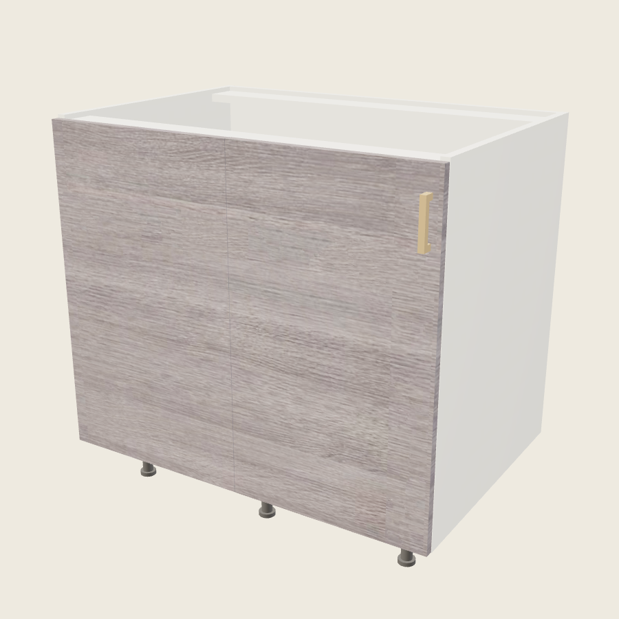 Torino Gray Wood Single Door Blind Base Corner Cabinet - BBC43/46FH — 2020 catalog rendering; left-hand arrangement shown; finish and installed options are illustrative