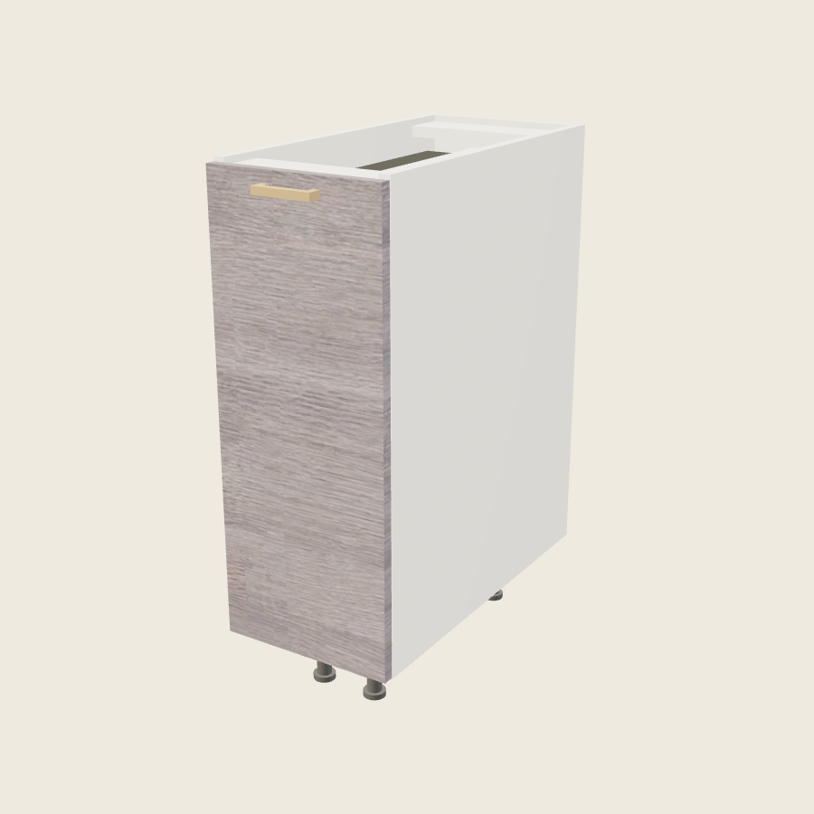 Torino Gray Wood Full Height Door Bases with Organizer Pullout - BPO12FH — 2020 catalog rendering; finish and installed options are illustrative