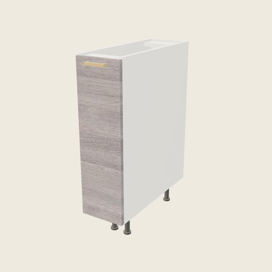 Torino Gray Wood Full Height Door Bases with Organizer Pullout - BPO9FH — 2020 catalog rendering; finish and installed options are illustrative