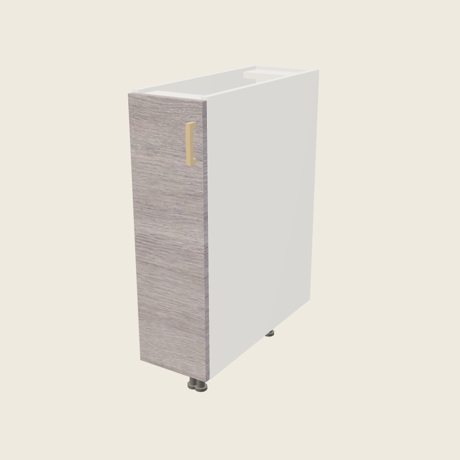 Torino Gray Wood Full Height Single Door Base Cabinet - BT9FH — 2020 catalog rendering; left-hand arrangement shown; finish and installed options are illustrative