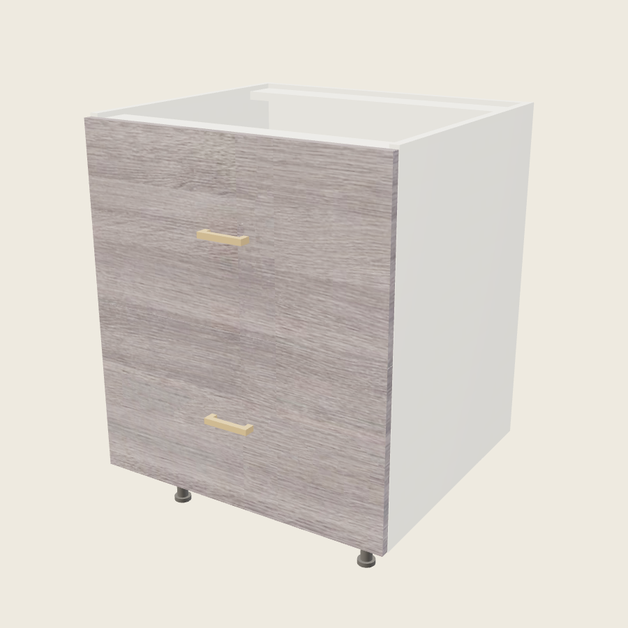 Torino Gray Wood Two Drawer Range Base - RB2DB27 — 2020 catalog rendering; finish and installed options are illustrative