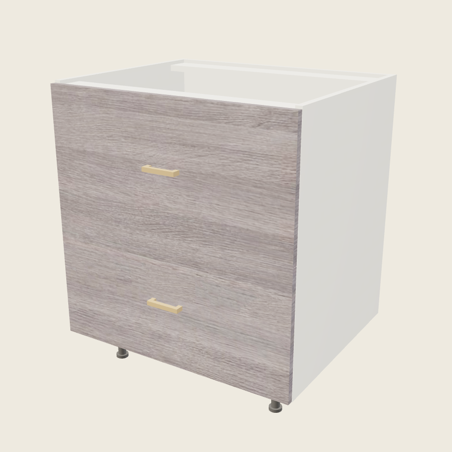 Torino Gray Wood Two Drawer Range Base - RB2DB30 — 2020 catalog rendering; finish and installed options are illustrative
