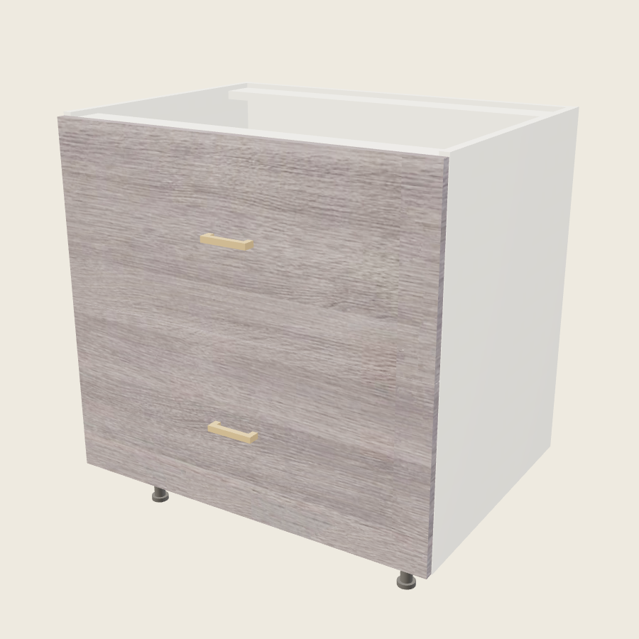 Torino Gray Wood Two Drawer Range Base - RB2DB33 — 2020 catalog rendering; finish and installed options are illustrative