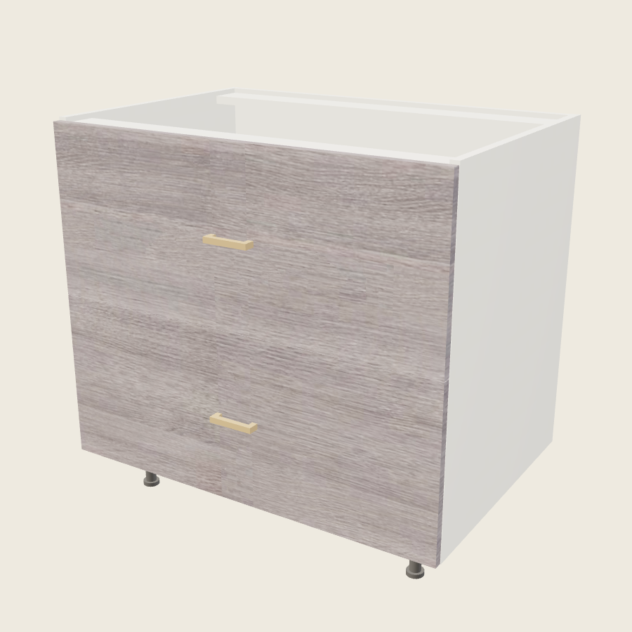 Torino Gray Wood Two Drawer Range Base - RB2DB36 — 2020 catalog rendering; finish and installed options are illustrative