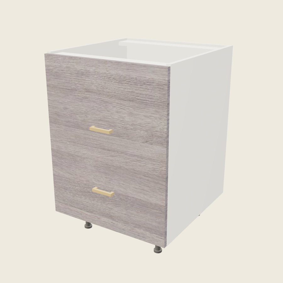 Torino Gray Wood Two Drawer One False Drawer Front Range Base - RB3DB24 — 2020 catalog rendering; finish and installed options are illustrative