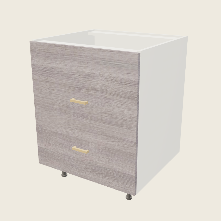 Torino Gray Wood Two Drawer One False Drawer Front Range Base - RB3DB27 — 2020 catalog rendering; finish and installed options are illustrative