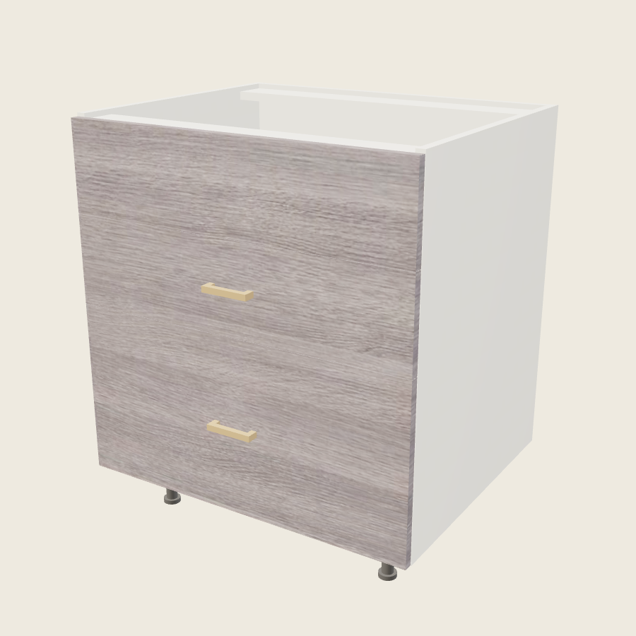 Torino Gray Wood Two Drawer One False Drawer Front Range Base - RB3DB30 — 2020 catalog rendering; finish and installed options are illustrative