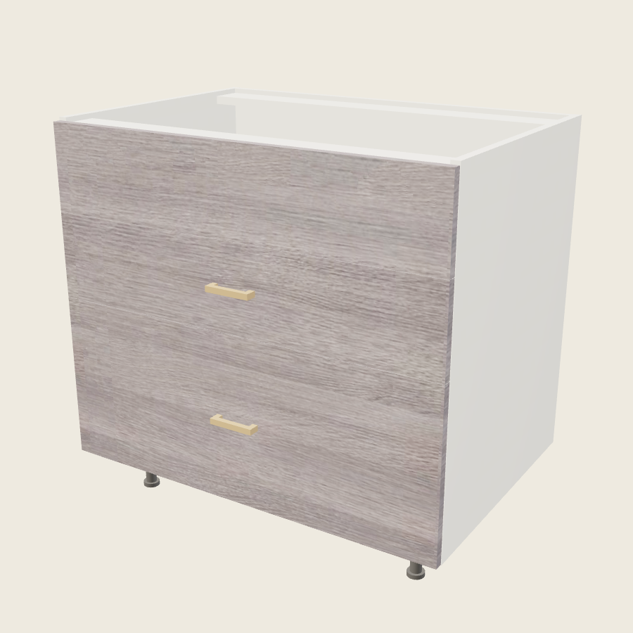 Torino Gray Wood Two Drawer One False Drawer Front Range Base - RB3DB36 — 2020 catalog rendering; finish and installed options are illustrative