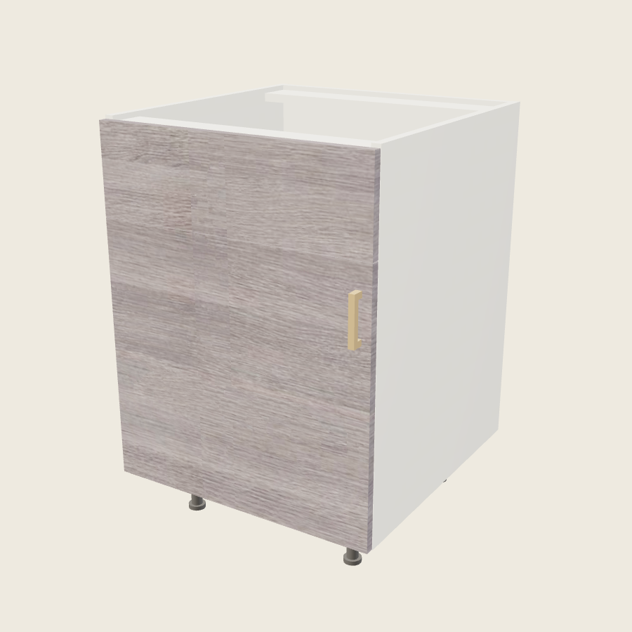 Torino Gray Wood Single Door Single False Drawer Front Sink Base - SB24S — 2020 catalog rendering; left-hand arrangement shown; finish and installed options are illustrative