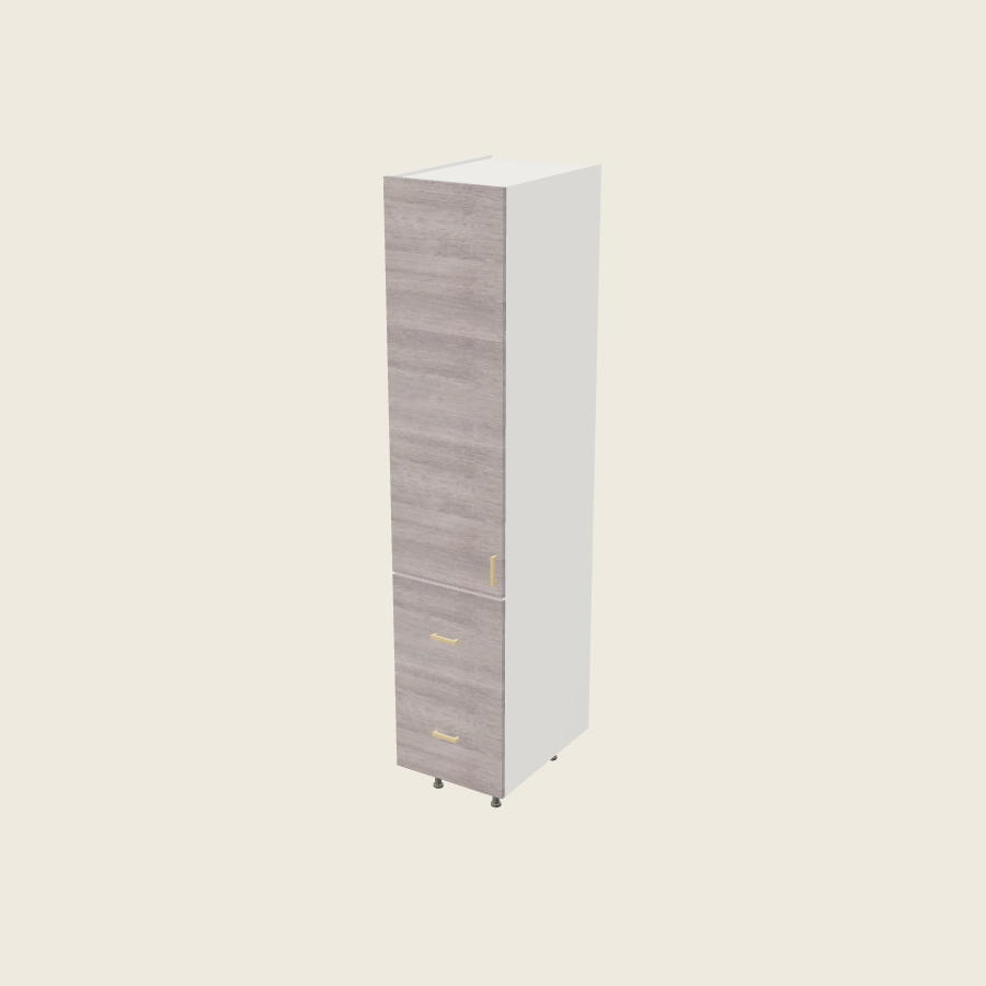 Torino Gray Wood Tall Two Drawer Utility Cabinet - T2DB1889 — 2020 catalog rendering; left-hand arrangement shown; finish and installed options are illustrative
