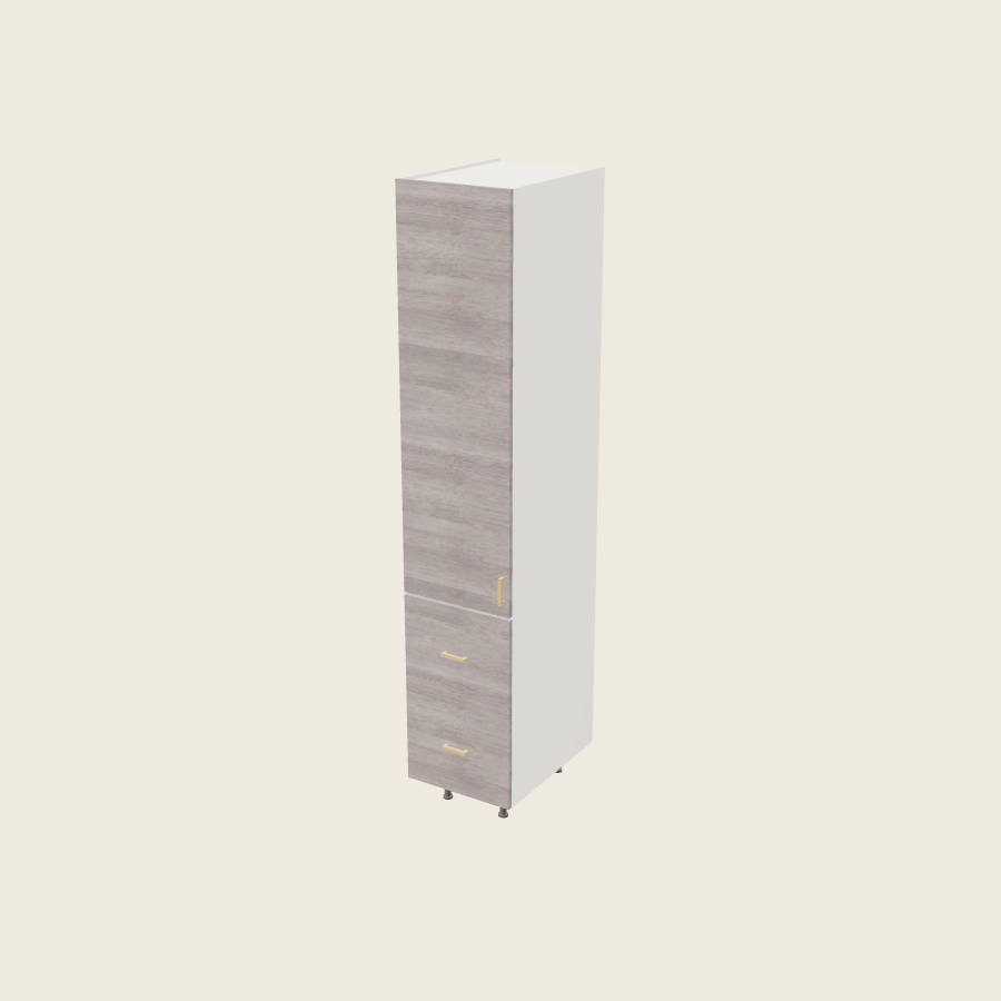 Torino Gray Wood Tall Two Drawer Utility Cabinet - T2DB1894 — 2020 catalog rendering; left-hand arrangement shown; finish and installed options are illustrative