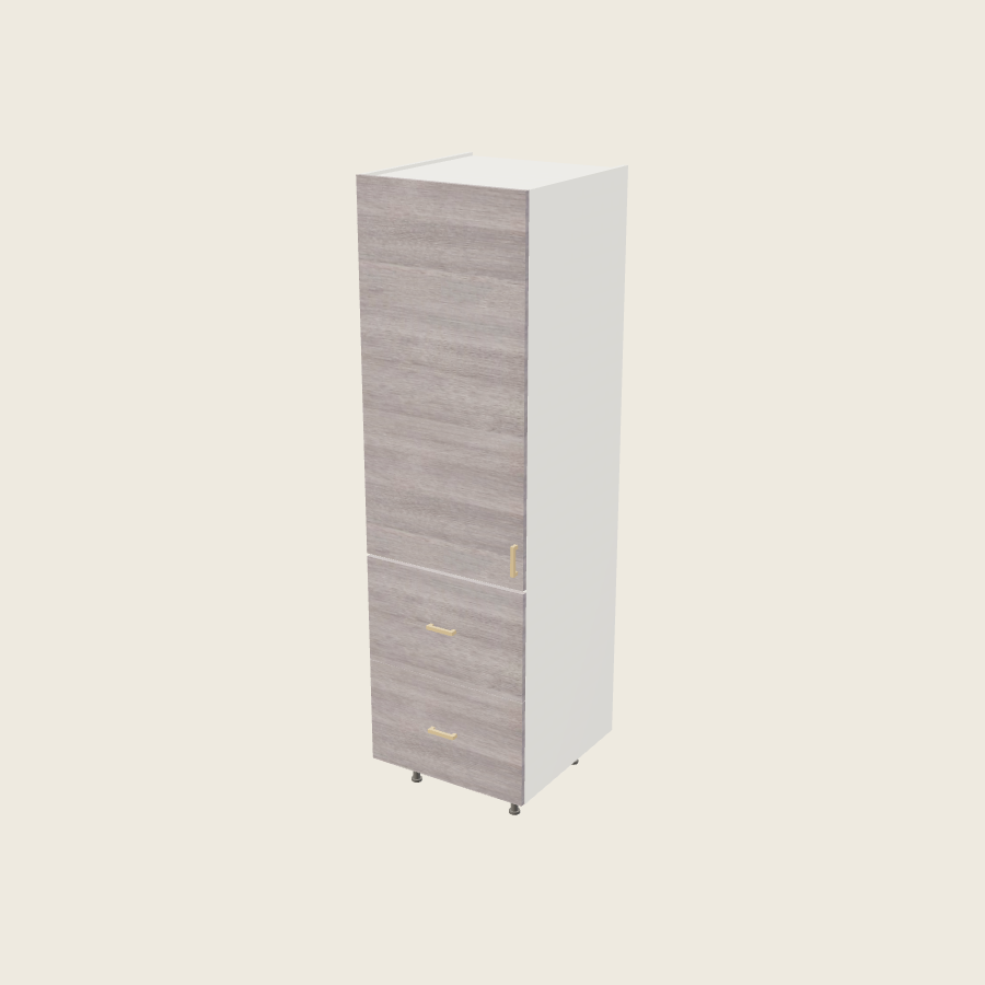 Torino Gray Wood Tall Two Drawer Utility Cabinet - T2DB2484 — 2020 catalog rendering; left-hand arrangement shown; finish and installed options are illustrative