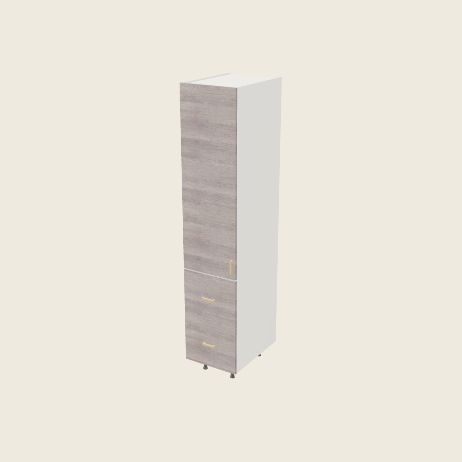 Torino Gray Wood Tall Two Drawer with One Inner Drawer Utility Cabinet - T2DBID1889 — 2020 catalog rendering; left-hand arrangement shown; finish and installed options are illustrative