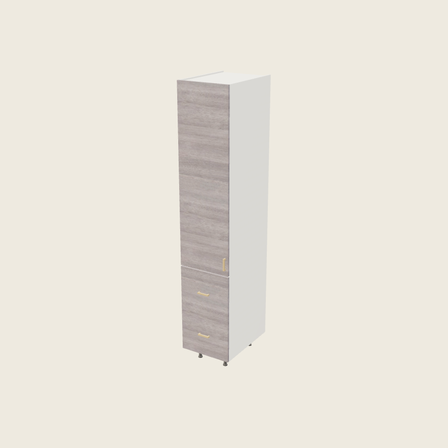 Torino Gray Wood Tall Two Drawer with One Inner Drawer Utility Cabinet - T2DBID1894 — 2020 catalog rendering; left-hand arrangement shown; finish and installed options are illustrative