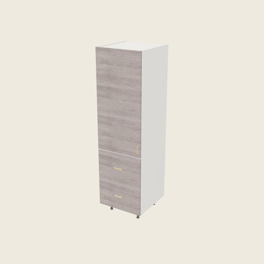 Torino Gray Wood Tall Two Drawer with One Inner Drawer Utility Cabinet - T2DBID2484 — 2020 catalog rendering; left-hand arrangement shown; finish and installed options are illustrative