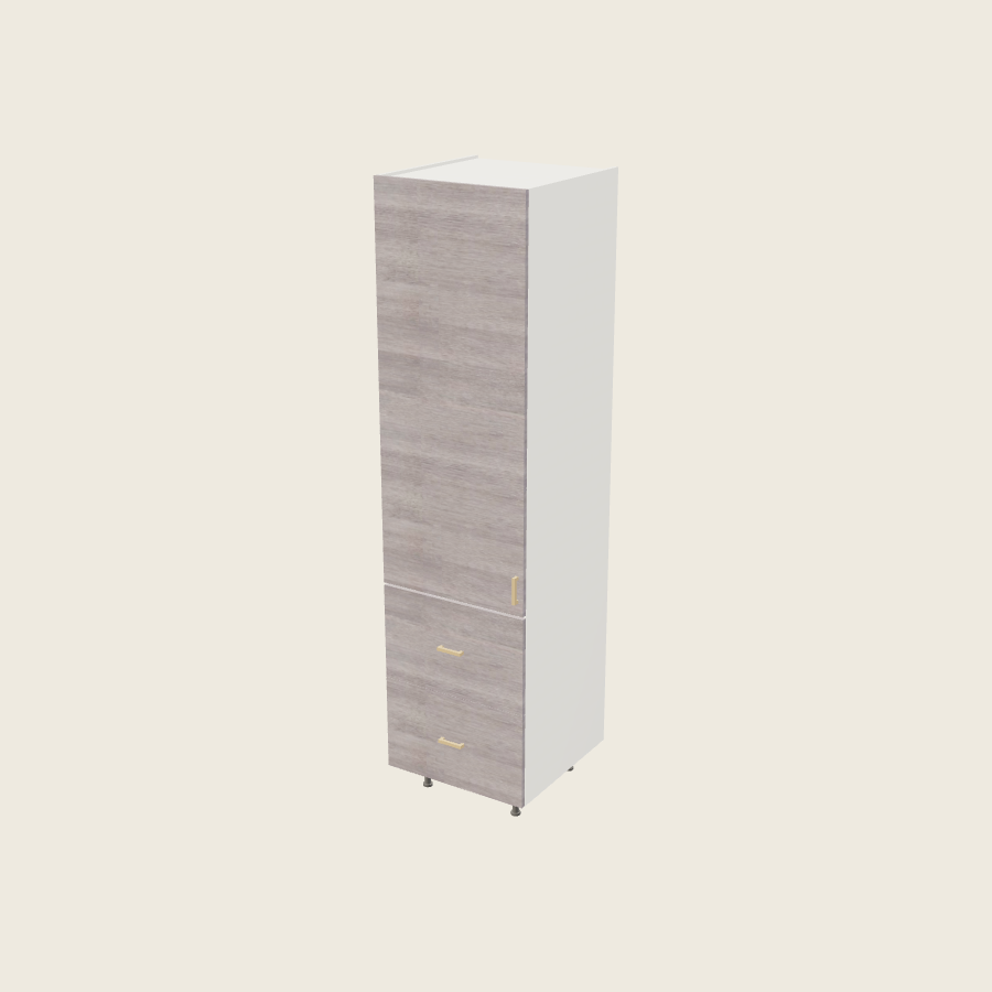Torino Gray Wood Tall Two Drawer with One Inner Drawer Utility Cabinet - T2DBID2494 — 2020 catalog rendering; left-hand arrangement shown; finish and installed options are illustrative