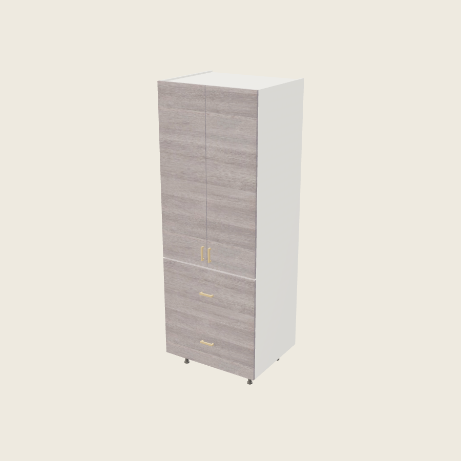 Torino Gray Wood Tall Two Drawer with One Inner Drawer Utility Cabinet - T2DBID3084 — 2020 catalog rendering; finish and installed options are illustrative