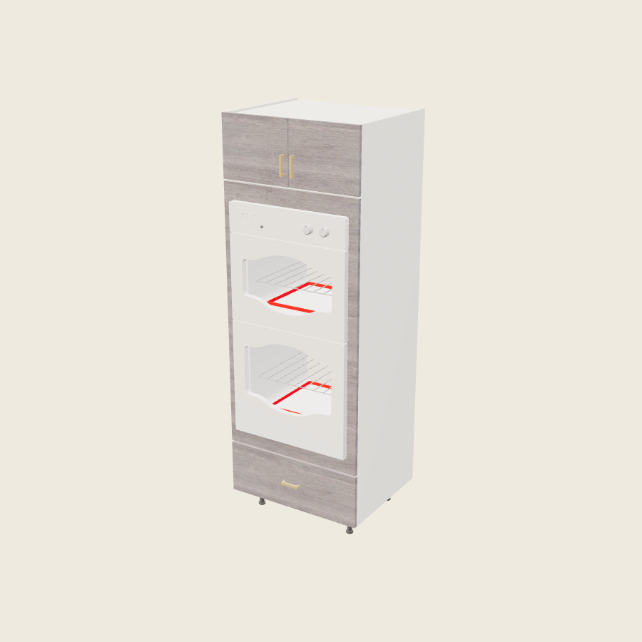 Torino Gray Wood Tall Double Oven One Drawer Utility Cabinet - TOD3084 — 2020 catalog rendering; finish and installed options are illustrative